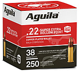 Aguila Ammunition 22LR 38 Grain Copper Plated Hollow Point, Brass Case, Ammo, 250 Rounds, 1B221103