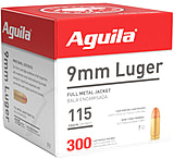 Image of Aguila Ammunition 9mm Luger 115 Grain Full Metal Jacket Brass Cased Pistol Ammunition