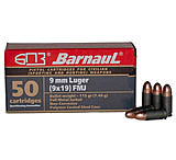 BarnauL Polycoated Steel Case Rifle Ammunition 9mm Luger 115 gr FMJ 1329 fps 500/ct Case, BRN 9mmLuger FMJ115C