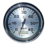 Image of Faria Beede Instruments 4&quot; Spun Silver Tachometer w/Hourmeter 6000 RPM