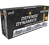 Image of Fiocchi Defense Dynamics 9mm Luger 124 Grain JHP Brass Cased Centerfire Pistol Ammunition