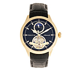 Image of Heritor Automatic Gregory Semi-Skeleton Leather-Band Watch
