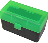 Image of MTM Case-Gard 50 Rifle Ammo Boxes .220 Swift To .458 Winchester Mechanical Hinge Clear Green/Black RL-50-16T