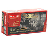 Image of Norma Range Training FMJ 9mm Luger 124 Grain Full Metal Jacket Brass Cased Centerfire Pistol Ammunition