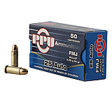 Image of PPU Handgun .25 ACP 50 Grain Full Metal Jacket Brass Cased Pistol Ammunition