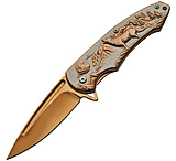 Image of Rite Edge Wolf Framelock A/O Gold Folding Knife