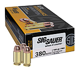 Image of SIG SAUER Elite Performance .380 ACP 100 Grain Full Metal Jacket Brass Cased Centerfire Pistol Ammunition