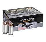 Image of SIG SAUER V-Crown .45 ACP 230 Grain Jacketed Hollow Point Brass Cased Centerfire Pistol Ammunition