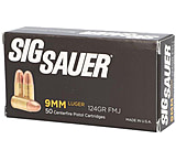 Image of SIG SAUER Elite Performance 9mm Luger 124 Grain Full Metal Jacket Brass Cased Centerfire Pistol Ammunition