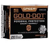 Image of Speer Gold Dot 9 mm +P 124 Grain Gold Dot Hollow Point Short Barrel Centerfire Pistol Ammunition