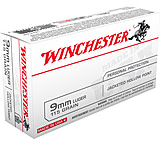 Winchester USA HANDGUN 9 mm Luger 115 grain Jacketed Hollow Point Centerfire Pistol Ammo, 50 Rounds, USA9JHP