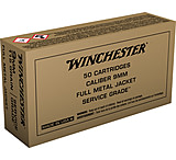 Winchester USA HANDGUN SERVICE GRADE 9 mm Luger 115 grain Full Metal Jacket Centerfire Pistol Ammunition, 50, FMJ