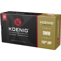 Koenig Competition Match 9mm Luger 110 grain Jacketed Hollow Point (JHP) Brass Casing Centerfire Pistol Ammunition