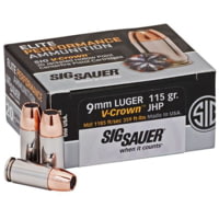 SIG SAUER Elite V-Crown 9mm Luger 115 Grain Jacketed Hollow Point Brass Cased Centerfire Pistol Ammunition   Up to 42% Off and Clearance    — 4 models