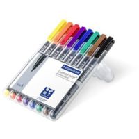 Staedtler Lumocolor Permanent Superfine Pen Pack - 8 Colors w/ Stand-Up ...