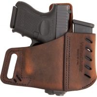 Right Hand Commander Series Water Buffalo Belt Holster Fits Most Double Stacked Semi-Automatic Pistols Includes Spare Mag Pouch Distressed Brown Leather 