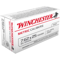 Winchester USA Handgun Metric Calibers 7.62x25mm Tokarev 85 grain Full Metal Jacket Centerfire Pistol Ammunition