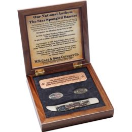 Case Star Spangled Banner Folding Hunter Knife Set Free Shipping