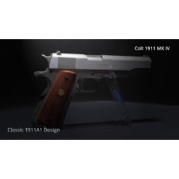 Colt 1911 (Rail) Co2 Blowback Pistol (Silver - Cybergun - 180530) (Blue)