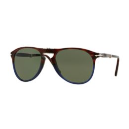 New Persol PO 6649S 10614E Yellow Tortoise Plastic Aviator Sunglasses Green Lens