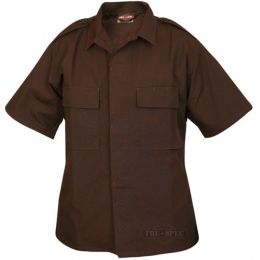 Tru Spec Short sleeve Button Front Tactical Ripstop Shirt Men's Medium Brown 