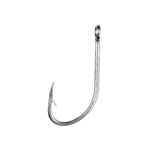 Eagle Claw Plain Shank Hook, Offset, Ringed Eye, Stainless Steel