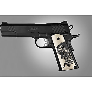 Hogue Zombie-X Colt 1911 Govt Model Scrimshaw Ivory Polymer Ambi Safety Cut  Gun Grip - Glows in the Dark | Free Shipping over $49!