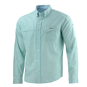 HUK Performance Fishing Tide Point Woven Plaid LS Tops, Long Sleeve - Mens