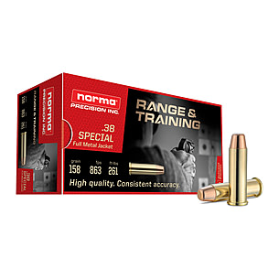 Norma Range Training FMJ .38 Special 158 Grain Full Metal Jacket Brass  Cased Centerfire Pistol Ammunition 620540050