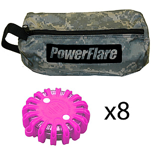 PowerFlare PF-200 Tactical Beacon Softpack 8 - 8 IR Lights, 8 Batteries &  Case