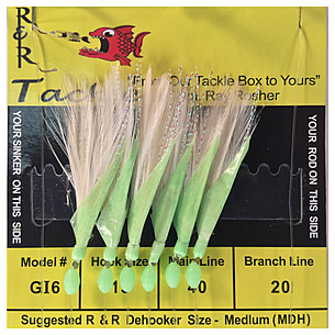 R&R Tackle Sabiki Rig 4 Hooks, Size #15 SS Hook, 50lb, 30lb