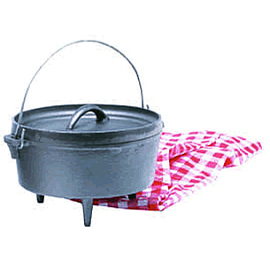 Texsport Cast Iron Dutch Oven with Legs, Lid, Dual Handles and