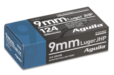 Aguila Ammunition Personal Defense 9mm Luger 124 Grain Jacketed Hollow Point Jacket Brass Cased Centerfire Pistol Ammunition, 50, JHP