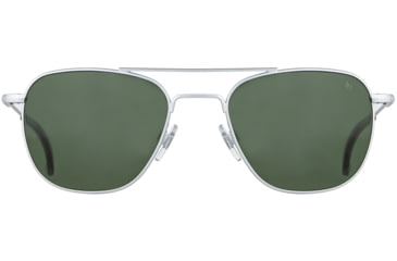 Image of AO Original Pilot 4 Sunglasses, Matte Silver Frame, Green Glass Lens, 55-20-145, OP-455STSMGNG