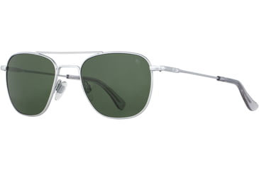 Image of AO Original Pilot 4 Sunglasses, Matte Silver Frame, Green Nylon Lens, 57-20-145, OP-457STSMGNN