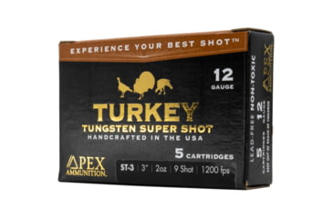 Image of Apex Ammunition Turkey TSS 12 Gauge 2 oz 3in 9 Shot Shotgun Ammo, 5 Rounds, ST3-9