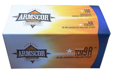 Armscor Precision Inc .22 TCM 39 Grain Jacketed Hollow Point Nickel Plated Bras Pistol Ammunition, 100, JHP