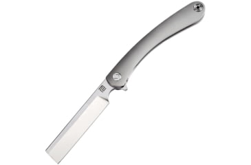 Image of Artisan Cutlery Orthodox Framelock Folding Knife, 5.13in Closed, 3.75in Satin Bohler M390 SS Blade, Gray Titanium Handle, Pocket Clip, Metal Tin, Black Nylon Zippered Storage Case, 1817G-GYM