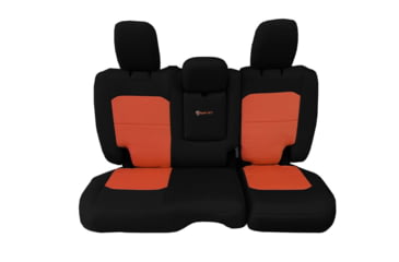Image of Bartact Jeep JLU Fold Down Armrest Seat Covers Rear Split Bench 2018 plus Wrangler 4 Door Tactical Series, Black/Orange, JLSC2018RFBN