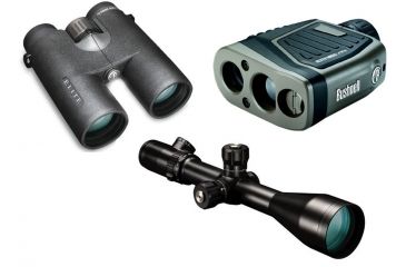 Bushnell Elite Package - Bushnell 6-24x50mm Elite Illuminated MilDot Argon 30mm Rifle Scope, Matte Black ET6245F w/ Bushnell Elite Rangefinder 205110 and Binocular 620142ED