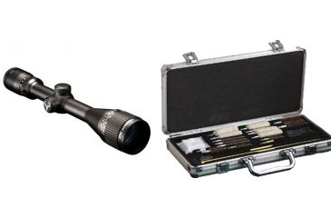 Image of Bushnell Trophy XLT 4-12x40 Waterproof Rifle Scope, Matte Black, Multi-X Reticle 734120 and Hoppes Deluxe Gun Cleaning Accessory Kit