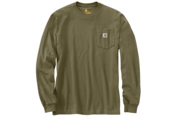 Image of Carhartt Long Sleeve Workwear Pocket T-Shirt - Men's-Army Green-Medium