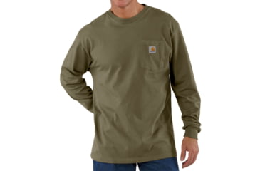 Image of Carhartt Long Sleeve Workwear Pocket T-Shirt - Men's-Burnt Olive-Medium