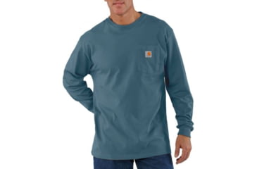 Image of Carhartt Long Sleeve Workwear Pocket T-Shirt - Men's-Blue Lagoon-Large