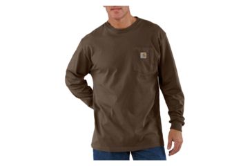 Image of Carhartt Long Sleeve Workwear Pocket T-Shirt - Mens-Dark Brown-Large