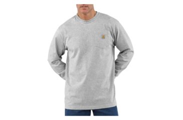 Image of Carhartt Long Sleeve Workwear Pocket T-Shirt - Mens-Heather Grey-Large