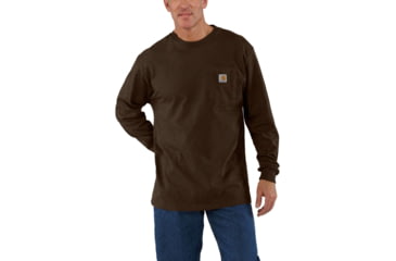 Image of Carhartt Workwear Pocket Long Sleeve T-Shirt for Mens, Dark Coffee Heather, Medium/Regular K126-202-REG-MED