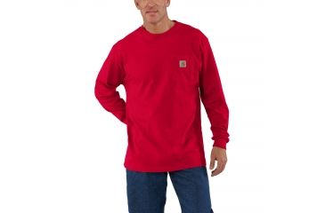 Image of Carhartt Workwear Pocket Long Sleeve T-Shirt for Mens, Red, Small/Regular K126-600-REG-SML