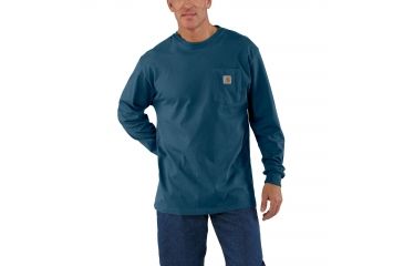 Image of Carhartt Workwear Pocket Long Sleeve T-Shirt for Mens, Stream Blue, Small/Regular K126-984-REG-SML