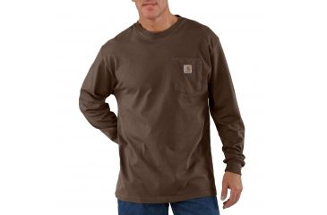 Image of Carhartt Workwear Pocket Long Sleeve T-Shirt for Mens, Dark Brown, 2XL/Regular K126-DKB-REG-XXL